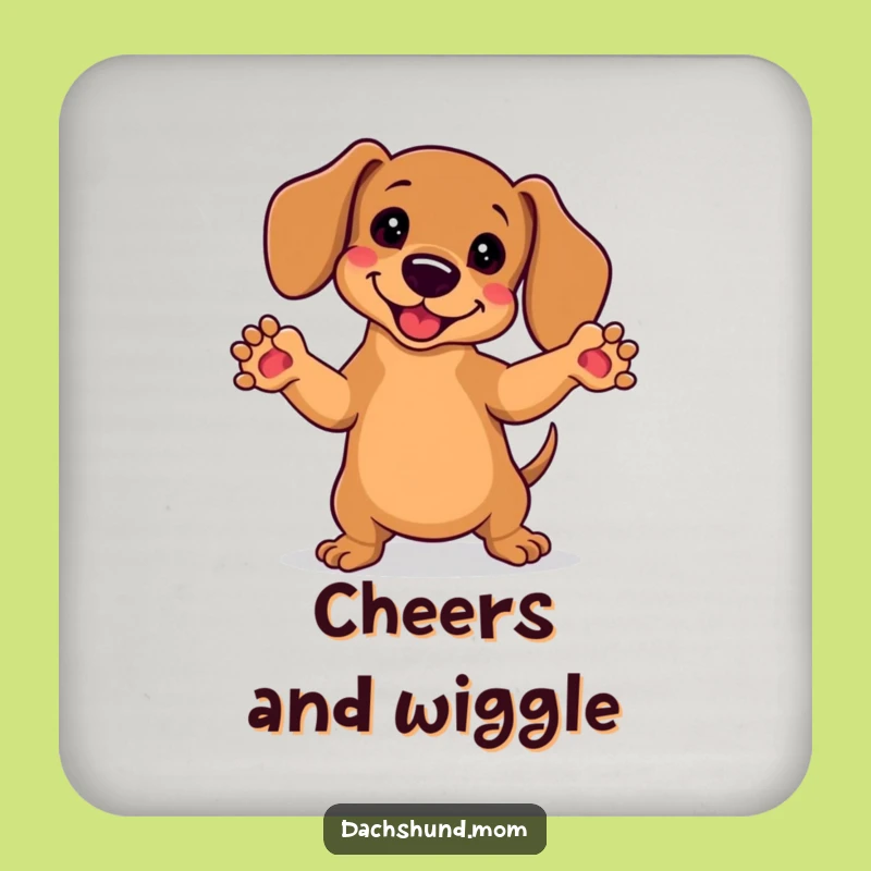 Funny Kawaii Dachshund Dance Party Coasters - Hilarious Dog Drink Protector Set