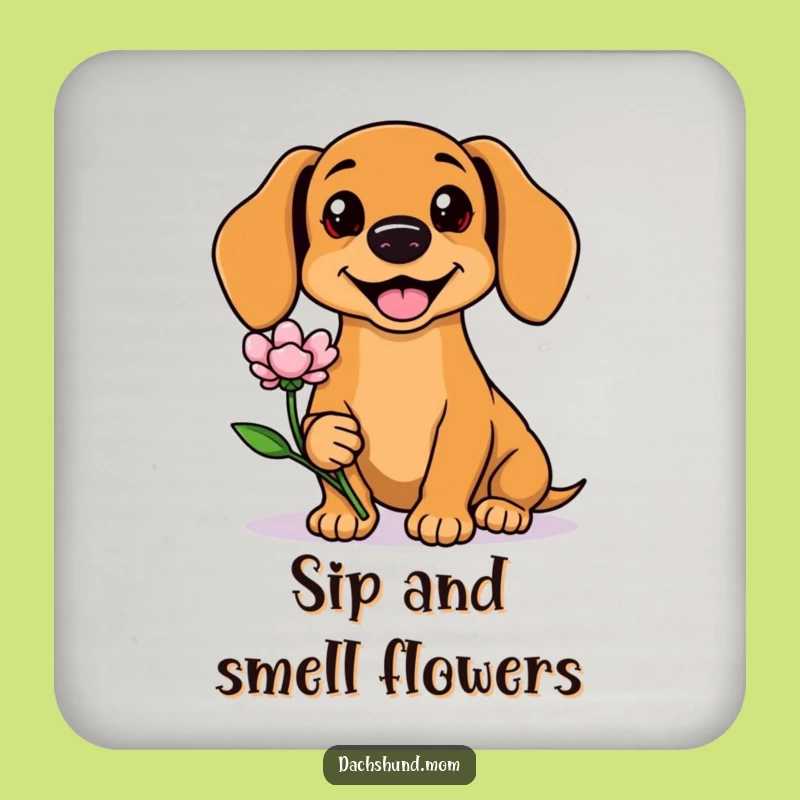 Funny Kawaii Dachshund Flower Coaster Set: Protect Surfaces with Cute Wiener Dog Style