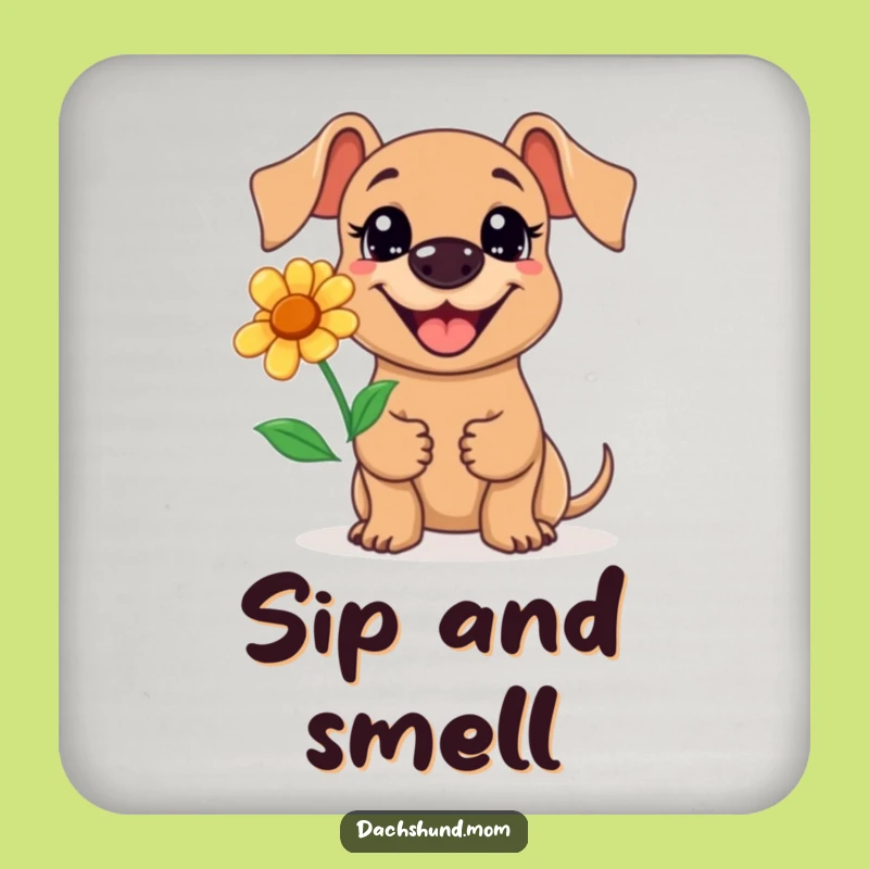 Funny Kawaii Dachshund Flower Drink Coaster: Protect Surfaces with Charm!