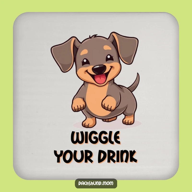 Funny Kawaii Dachshund Joyful Tail Wiggle Coaster - Protect Surfaces with Humor