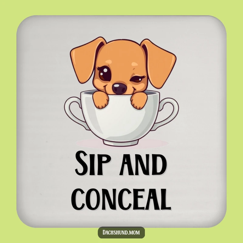 Funny Kawaii Dachshund Teacup Coaster Set: Mischievous Protection, Cute Gift