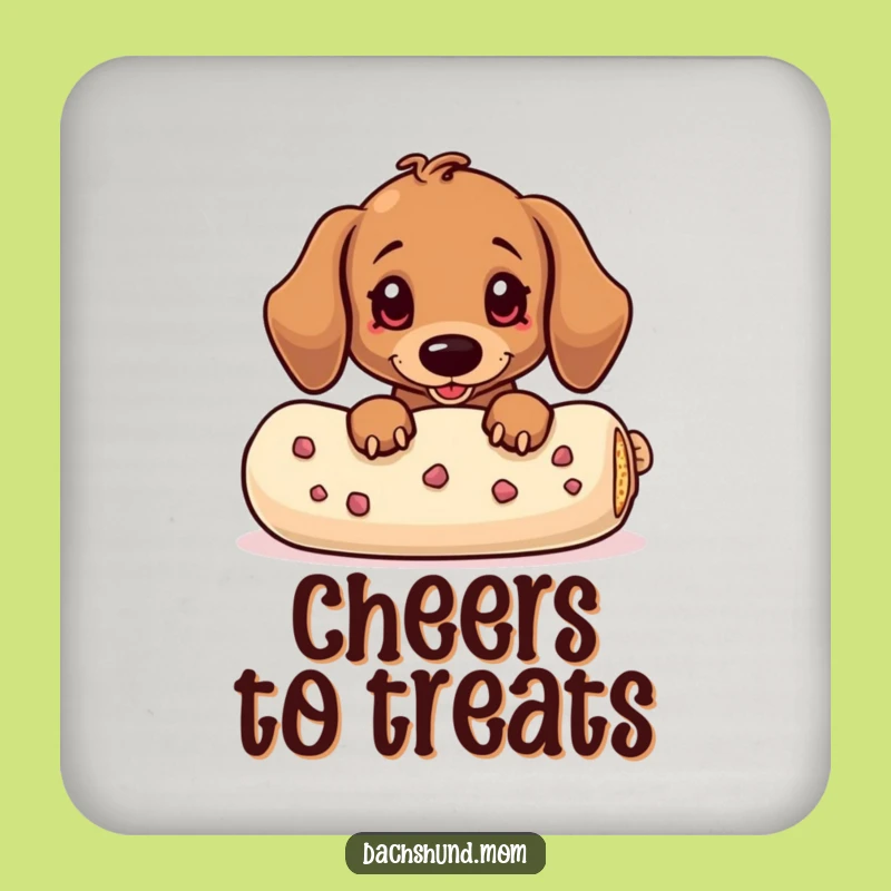 Funny Kawaii Dachshund Treat Peek Coaster - Protect Surfaces Wiener Dog Gift