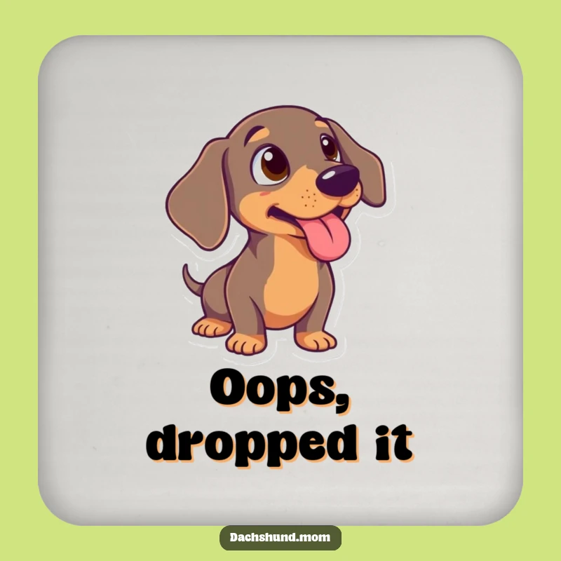Funny Surprised Dachshund Tongue Out Coaster - Table Protector Fun
