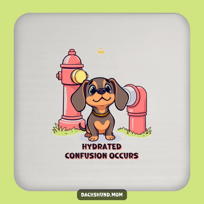 Funny Kawaii Dachshund Coaster Set: Hydrant Protection, Perfect Cute Funny Gift!