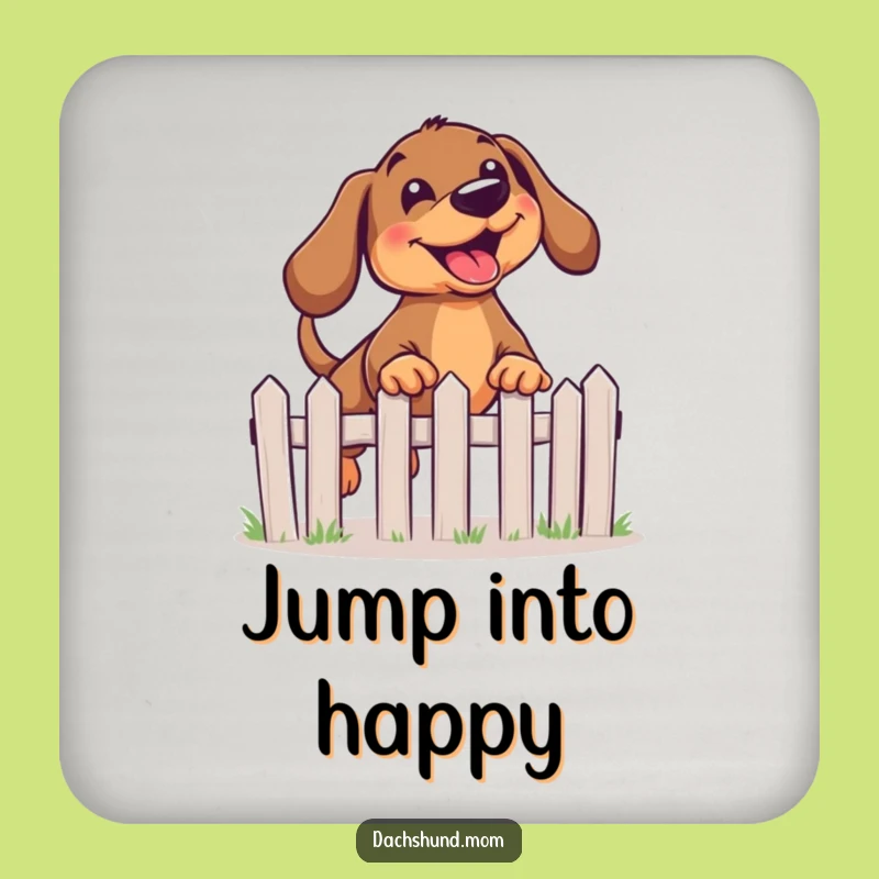 Funny Kawaii Dachshund Coaster: Joyful Leap Decor, Quirky Gift