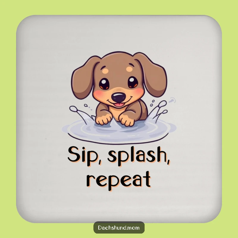 Funny Kawaii Dachshund Puddle Splash Coaster - Protect Surfaces with Playfulness