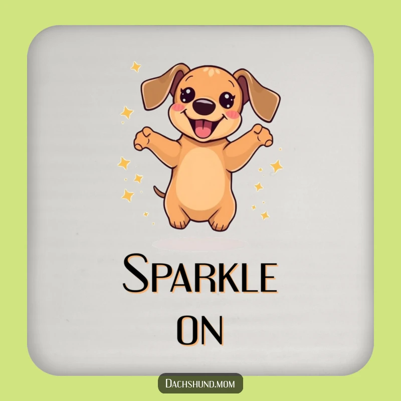 Kawaii Dachshund Coaster: Funny Sparkly Jumps of Delight
