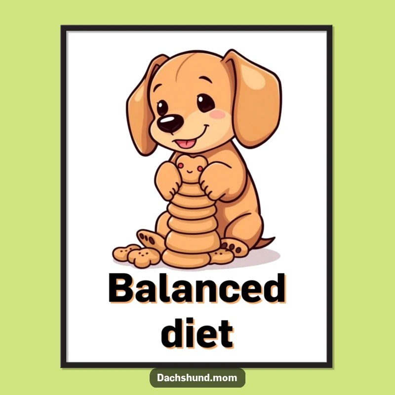 Funny Dachshund Biscuits Poster: Cub's Balance Art - Charming Funny Gift!