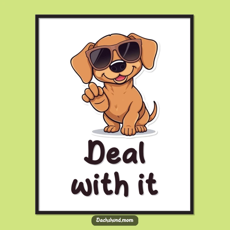 Funny Kawaii Dachshund Poster: Cool Sunglasses Art for Dog Enthusiasts