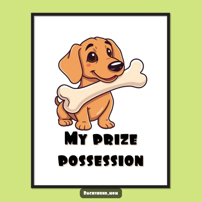 Funny Dachshund Bone Poster: Whimsical Sausage Dog Art Gift