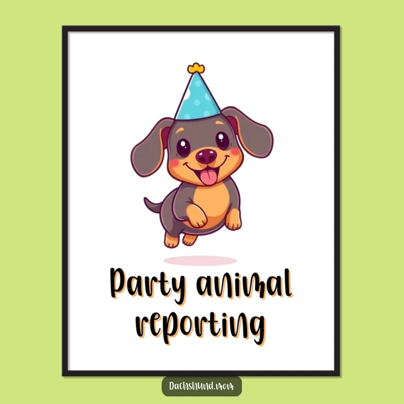 Funny Kawaii Dachshund Party Poster: Joyful Celebration Art, Great Gift