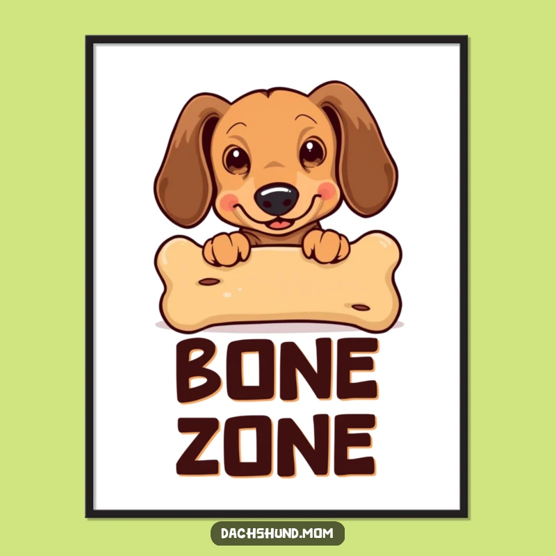 Funny Kawaii Dachshund Poster: Exciting Bone Peek Art for Dog Lovers