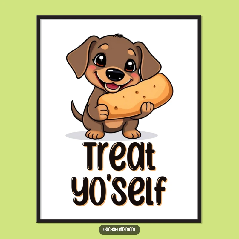 Funny Kawaii Dachshund Poster: Goofy Treat Art for Dog Enthusiasts