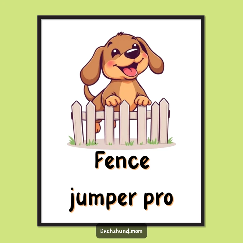 Funny Kawaii Dachshund Poster: Joyful Leap Art, Energetic Gift