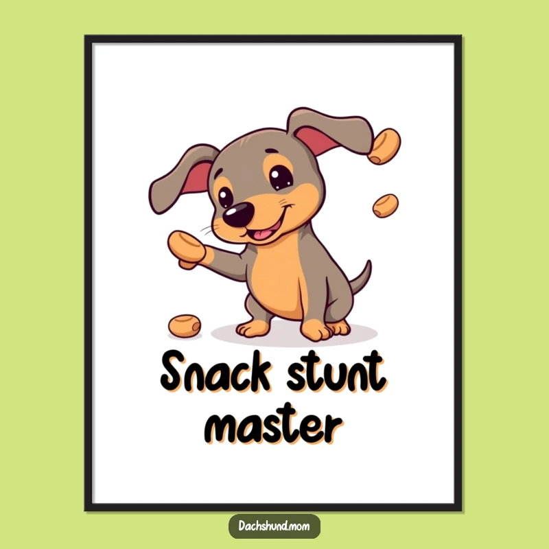 Funny Kawaii Dachshund Poster: Juggling Treats, Hilarious Wall Art