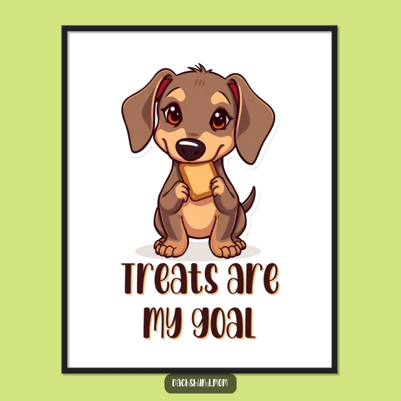 Funny Kawaii Dachshund Treat Heist Poster - Hilarious Wall Art Gift