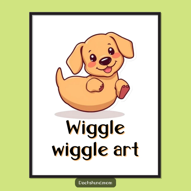 Funny Kawaii Dachshund Wiggle Butt Poster - Hilarious Wiener Dog Art Print