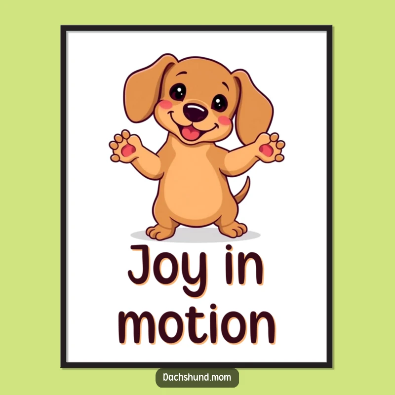 Funny Kawaii Dachshund Dance Party Poster - Hilarious Wall Art Gift