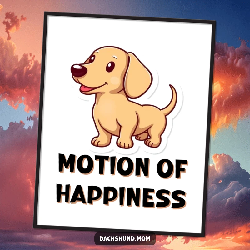 Funny poster depicting a dachshunds tail in motion, wagging with all its might to show extreme happiness.