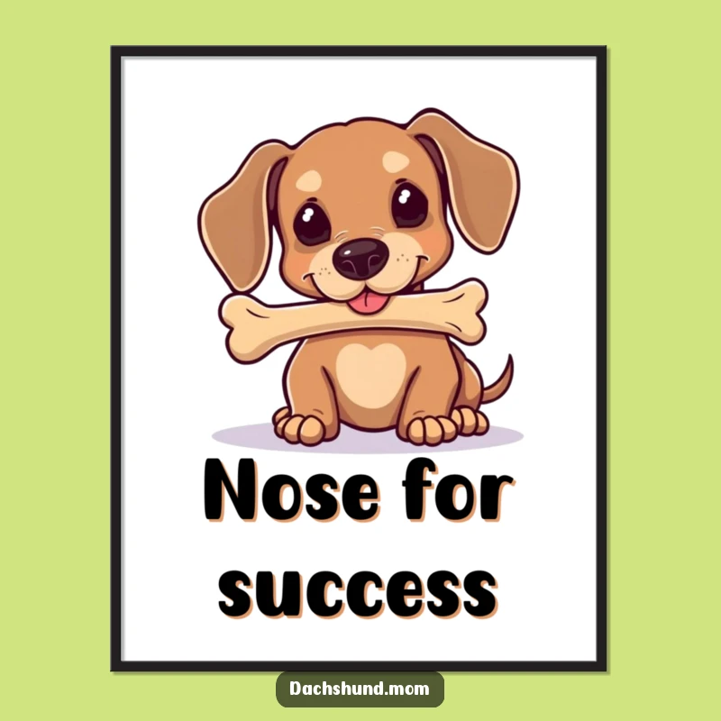 Funny Kawaii Dachshund Art Print: Dog Balance Trick Decor, Perfect Cute Funny Gift!