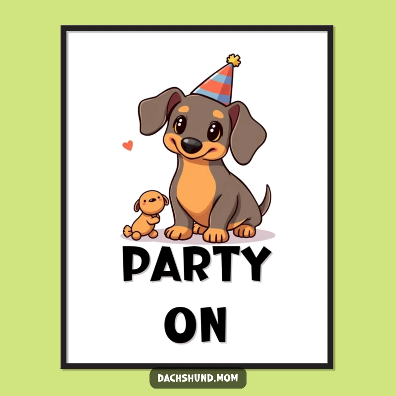 Funny Kawaii Dachshund Poster: Festive Juggling Art for Dog Enthusiasts