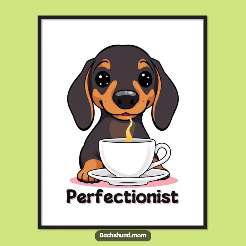 Funny Dachshund Teacup Balance Poster - Quirky Wiener Dog Wall Art for Homes