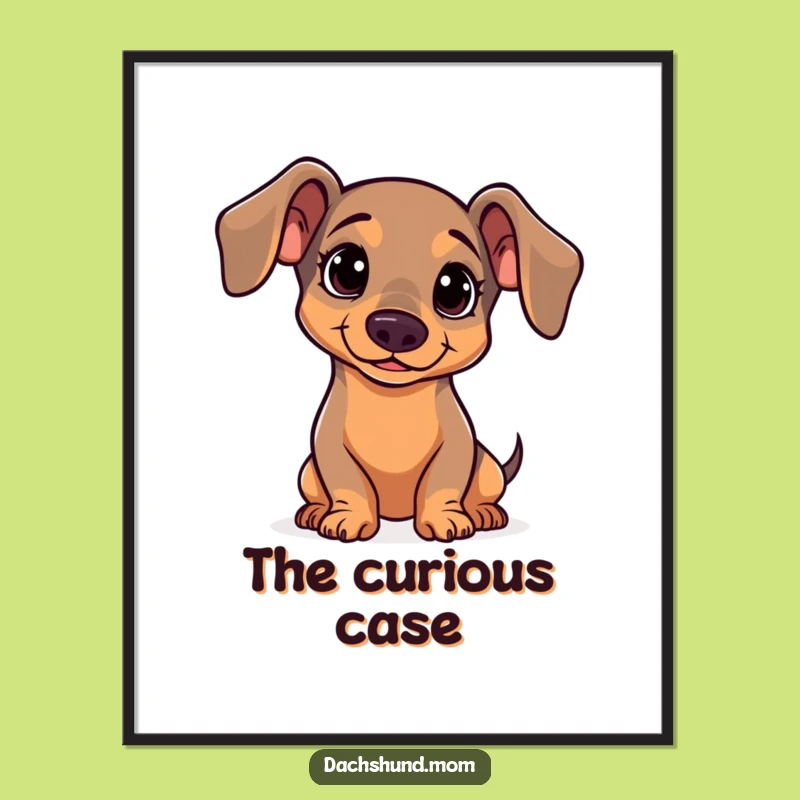 Funny Kawaii Dachshund Head Tilt Poster - Curious Wiener Dog Wall Art Gift
