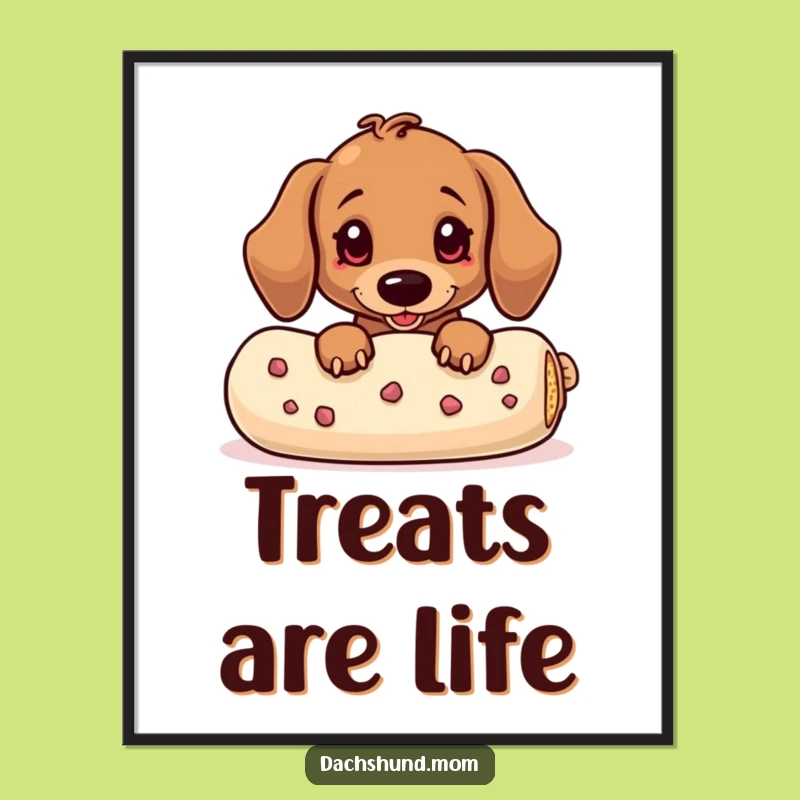Funny Kawaii Dachshund Treat Peek Poster - Wiener Dog Wall Art Gift