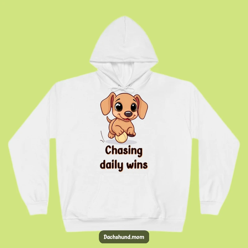 Cozy Funny Kawaii Dachshund Ball Chase Hoodie - Warm Wiener Dog Apparel