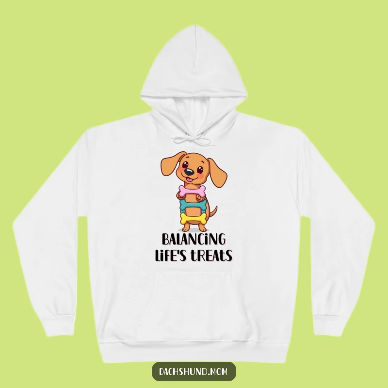 Cozy Funny Kawaii Dachshund Bone Balance Hoodie - Warm Talented Dog