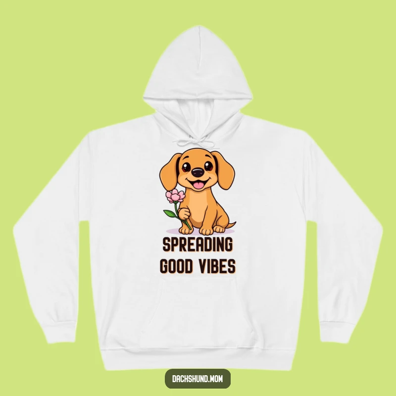 Cozy Funny Kawaii Dachshund Flower Hoodie: Warm and Cute Wiener Dog Apparel for Gifting