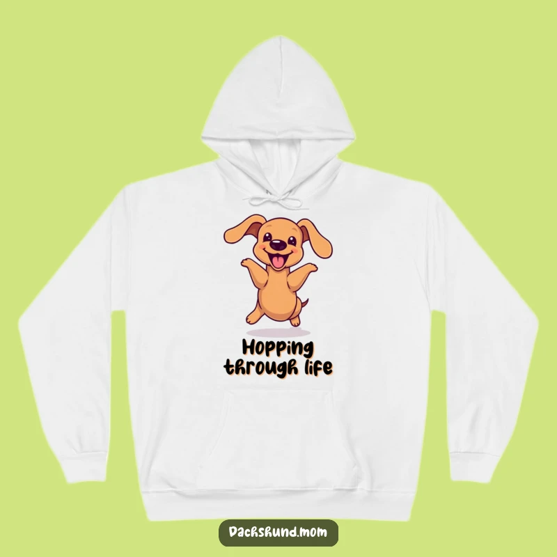Cozy Funny Kawaii Dachshund Hop Hoodie - Warm Energetic Wiener Dog