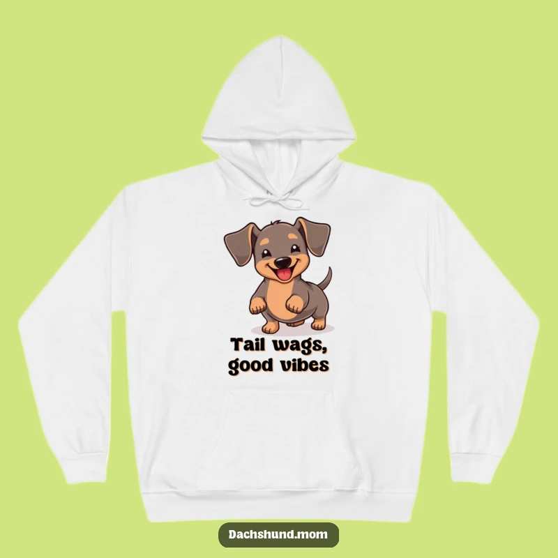 Cozy Funny Kawaii Dachshund Joyful Tail Wiggle Hoodie - Warm Dachshund Gift