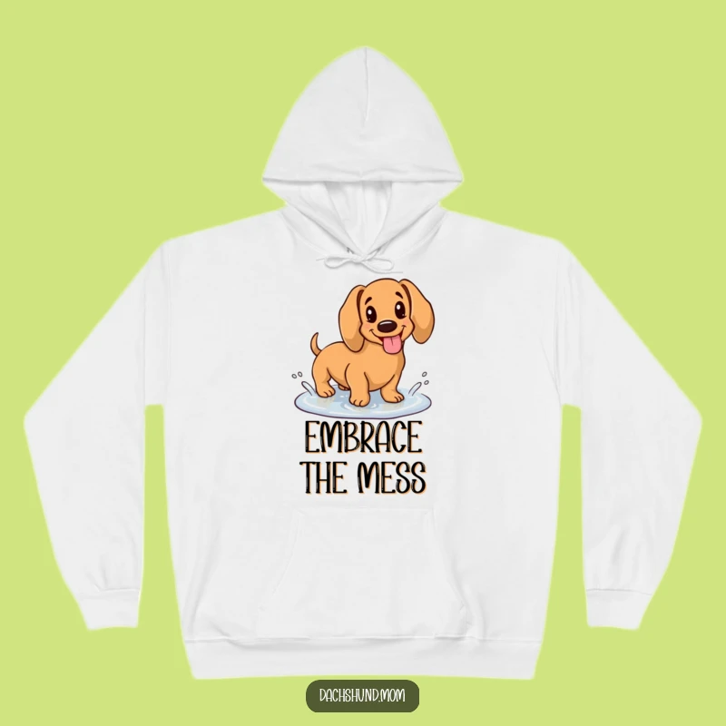 Cozy Funny Kawaii Dachshund Puddle Hoodie: Happy Pup, Warm & Playful