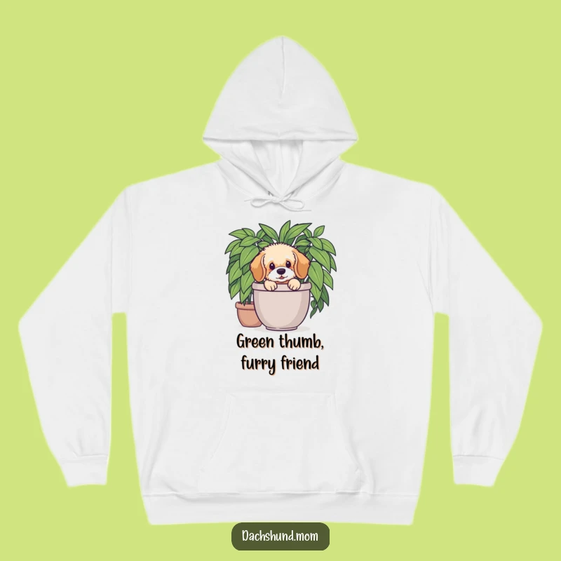 Funny Dachshund Plant Hoodie: Cozy Green Hideaway - Perfect Funny Gift!