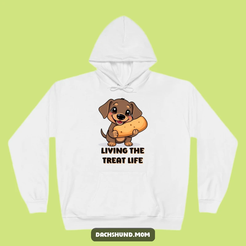 Funny Kawaii Dachshund Hoodie: Cozy Treat Holding Sweatshirt for Dachshund Fans