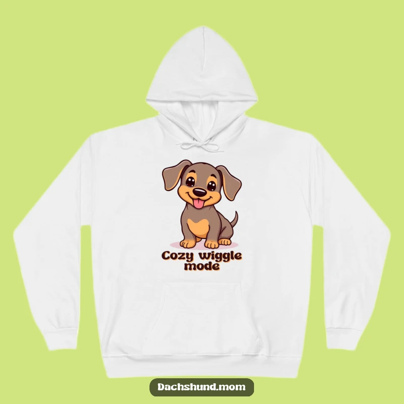 Funny Kawaii Dachshund Hoodie: Cozy Wiggling Pup, Wagging Tail Comfort, Perfect Funny Gift