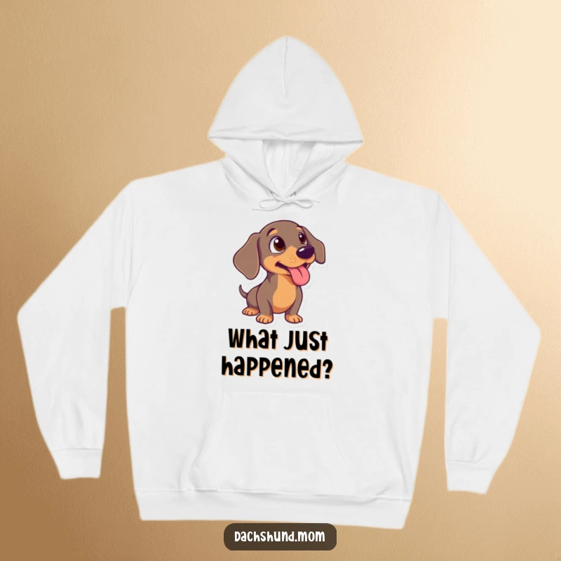 Funny Dachshund Hoodie: A warm hoodie featuring a wiener dog with a shocked expression and its tongue sticking out hilariously.