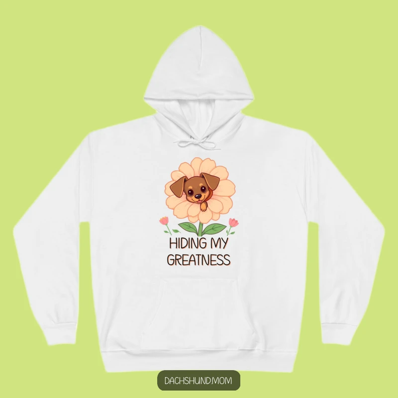Funny Tiny Dachshund Flower Peek Hoodie: Cozy Comfort & Adorable Style