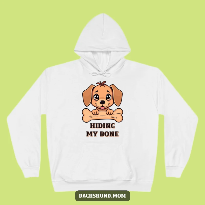 Cozy Funny Kawaii Dachshund Hoodie: Bone Peek Surprise, Warm Gift