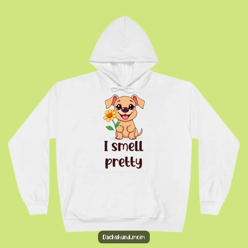 Funny Kawaii Dachshund Flower Hoodie: Cozy Up with a Happy Pup, Gift Idea!