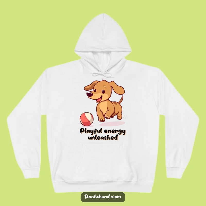 Funny Kawaii Dachshund Ball Chase Hoodie: Cozy Playtime Comfort, Ideal Gift