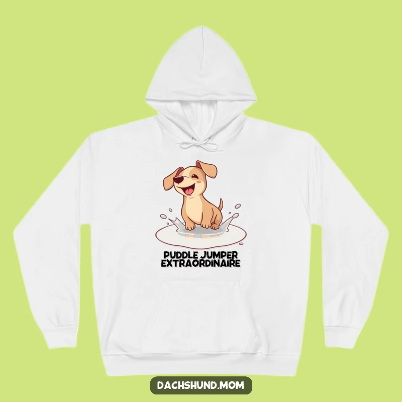 Funny Kawaii Dachshund Puddle Splash Hoodie - Cozy Wiener Dog Sweatshirt Gift