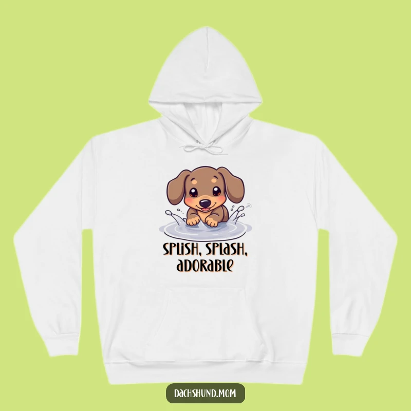 Cozy Funny Kawaii Dachshund Puddle Splash Hoodie - Warm Dog Lover Gift