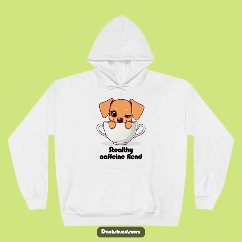 Cozy Funny Kawaii Dachshund Teacup Hoodie: Mischievous Pup, Warm & Cute