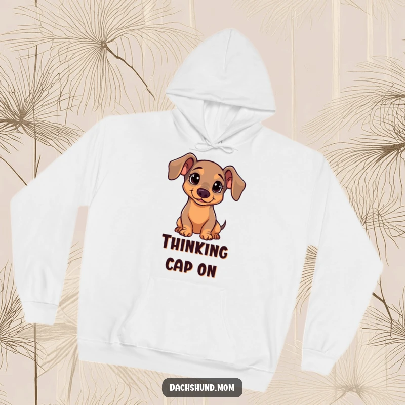 Funny Dachshund Hoodie: A kawaii dachshund tilting its head with an earnest, curious expression, inviting gentle smiles.