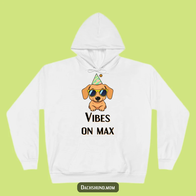 Funny Dachshund Party Hoodie: Cozy Sausage Dog Celebration Sweatshirt