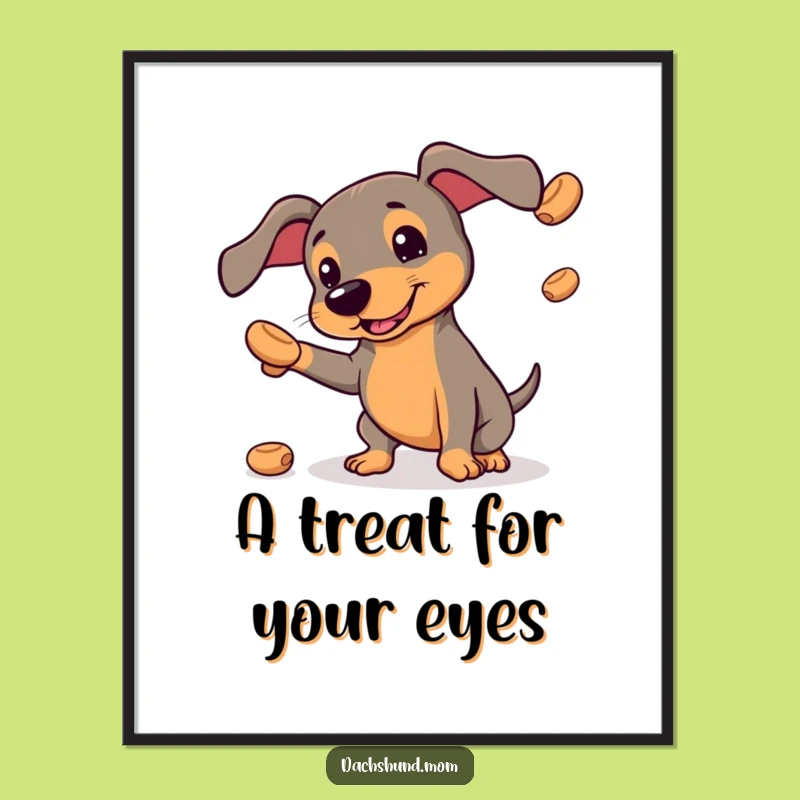 Free Printable Kawaii Dachshund Wall Art - Fun Juggling Dog Decor Download