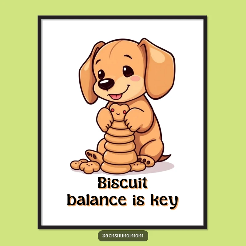 Funny Free Printable Wall Art: Dachshund Cub, Biscuit Tower, Quirky Downloadable Decor