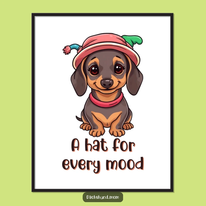 Free Printable Funny Dachshund Hat Art - Quirky Downloadable Wall Decor Gift